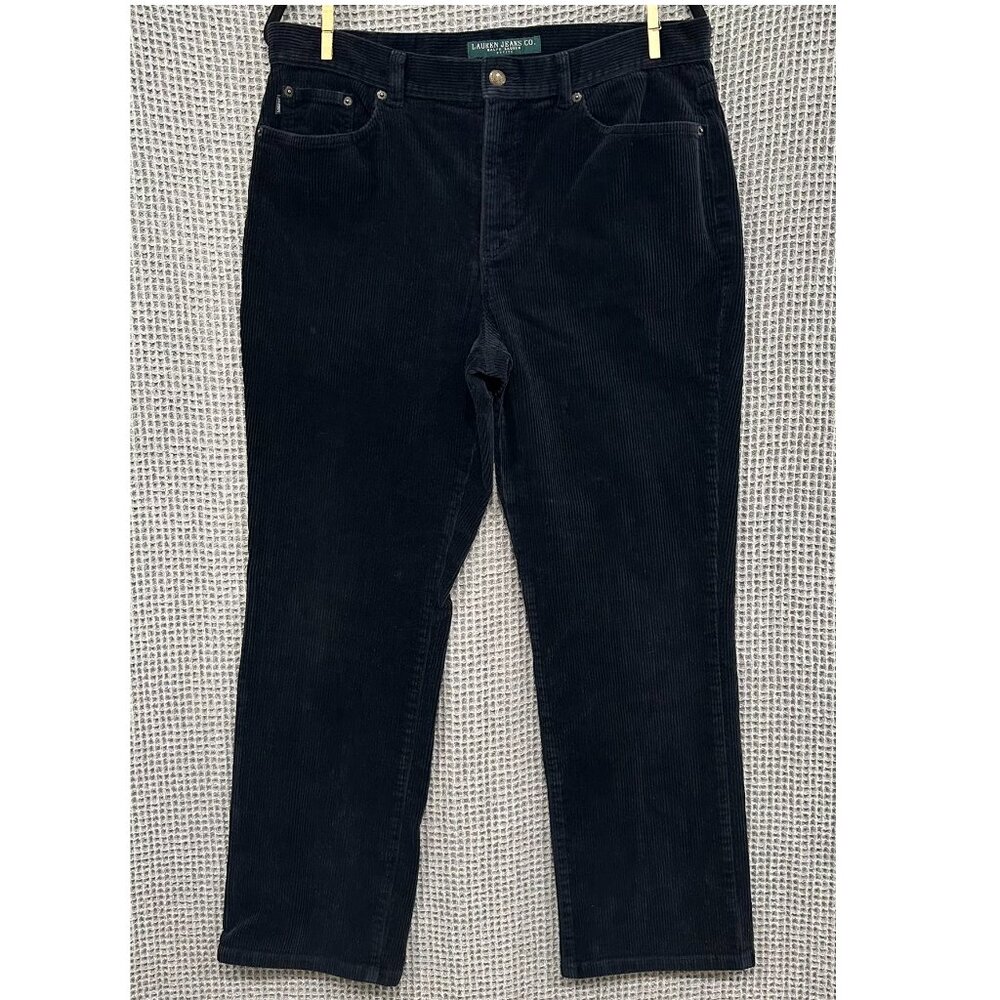 Lauren Jeans Co. Ralph Lauren Black Corduroy Pants 12P Petite EUC